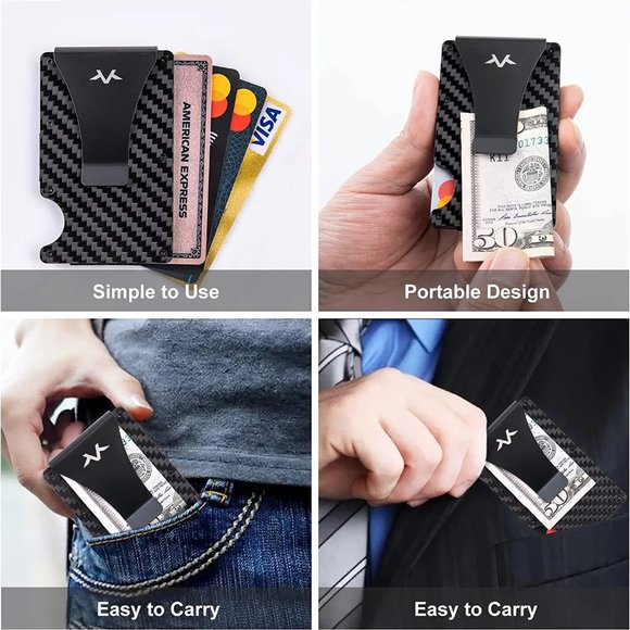 Carbon Fiber Wallet with Airtag Holder Case ,Slim Minimalist Wallet for Men - Picture 7 of 7